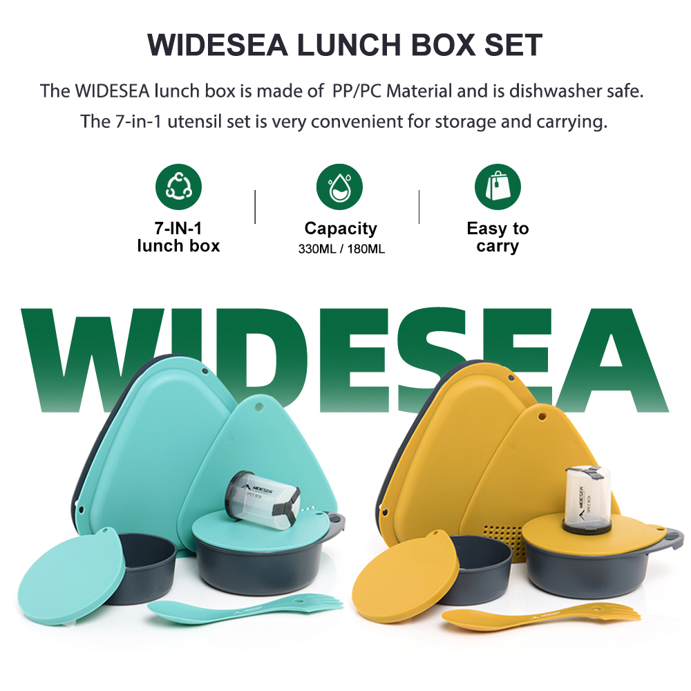 Camp Cutting Board - WIDESEA 7in1 PPキャンプ用ランチボックスセット（ボウル、スプーン、フォーク、調味料ボトル付き）軽量BPAフリー、アウトドア旅行に最適