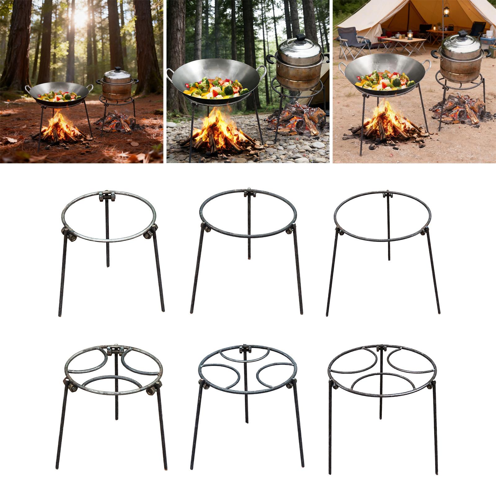 Camping Cooking Ovens - キャンプファイヤー三脚、ダッチオーブン多目的中華鍋ホルダー、焚き火調理スタンド折りたたみ式キャンプグリル、裏庭グリルBBQ芝生用