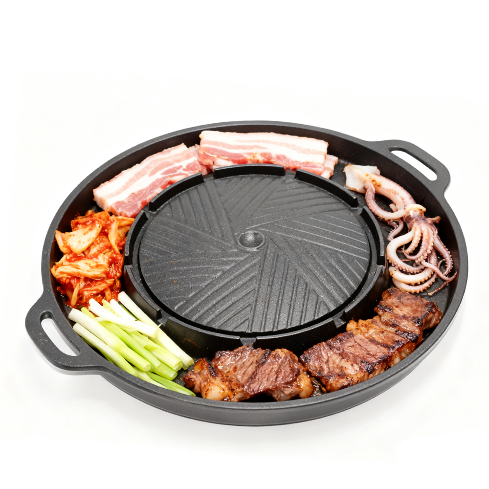 Camping Cooking Device - KOSUN 韓国式BBQグリルパン 2 in 1 丸型バーベキュー共有プレート