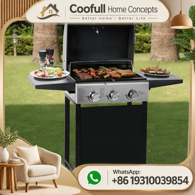 Camping Cooking Table Foldable - Propane Gas Grill With Side Burner