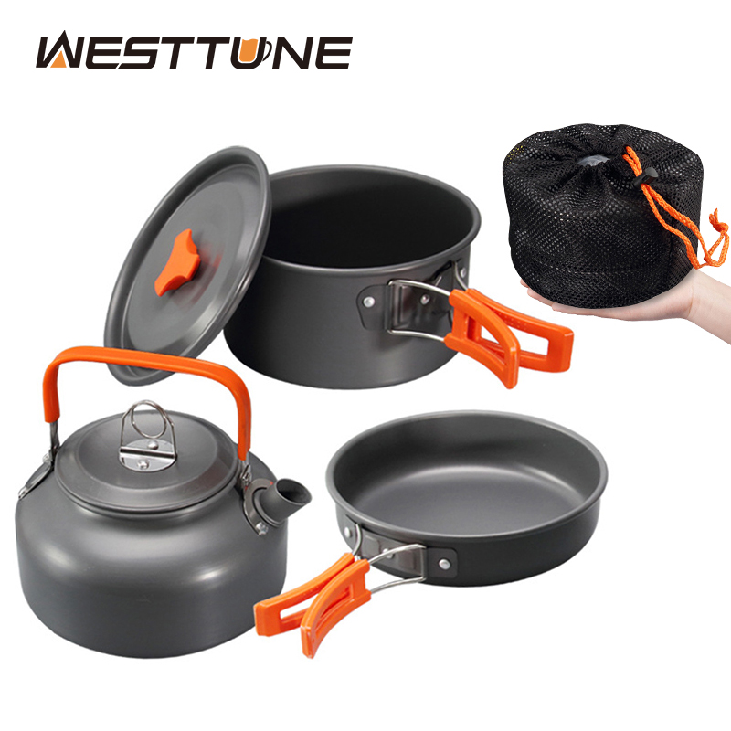 Camping Cooking Pan - WESTTUNE キャンプ調理器具キット アルミ アウトドア ポータブル クッキングセット