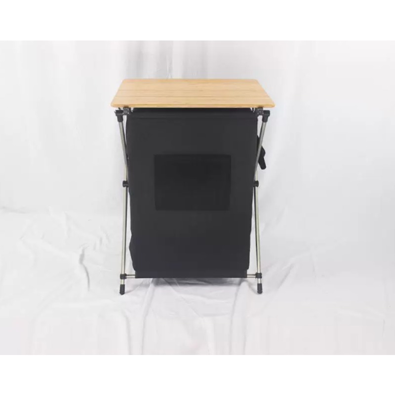Camping Cooking Table Foldable - 折りたたみ式キャンプキッチンテーブル、二層式ポータブルアウトドアコンソール、ピクニック・ドライブキャンプ用調理器具