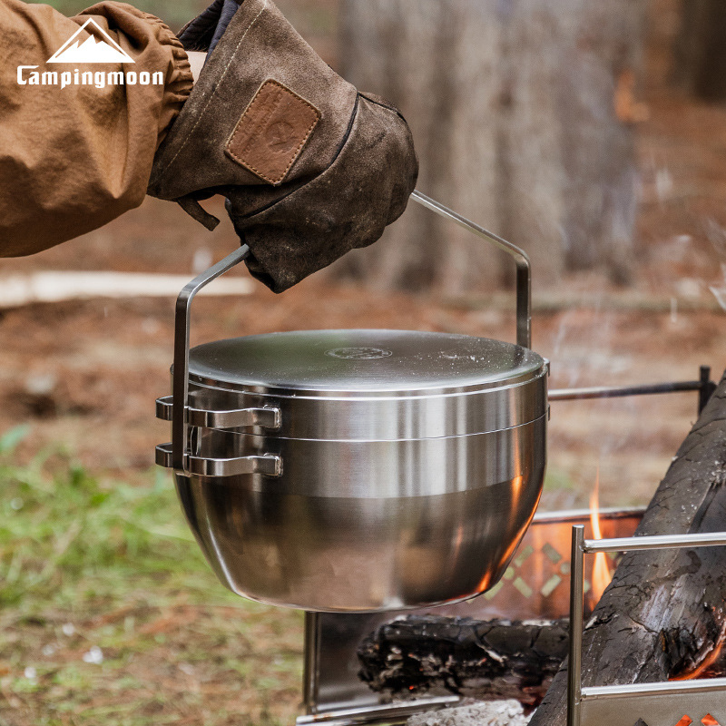Camping Cooking Ovens - 多目的キャンプポット - 304高耐久ステンレス鋼ダッチオーブン - アウトドアキャンプピクニック用調理鍋 サスペンションポット