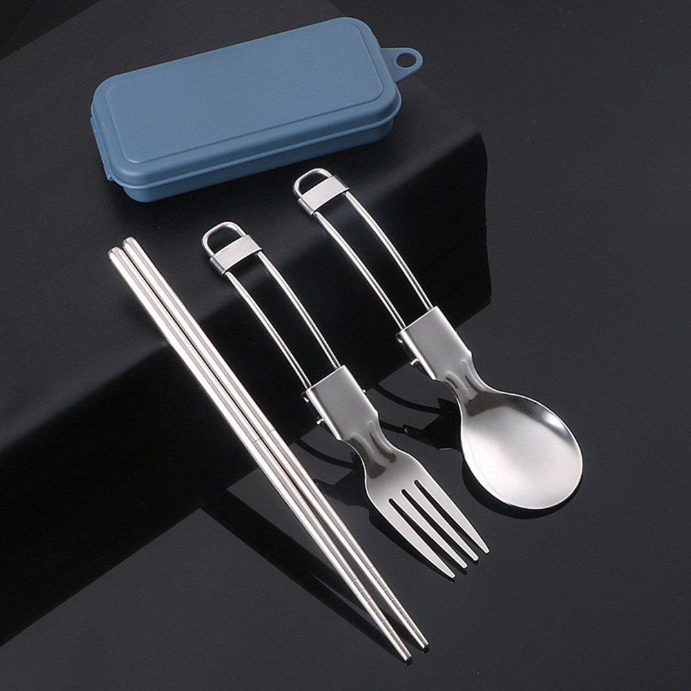 Camping Cooking Set Stainless Steel - ピクニックカトラリーキャンプ用品簡単収納折りたたみデザイン安全で確実なスプーン箸フォークセットステンレス鋼