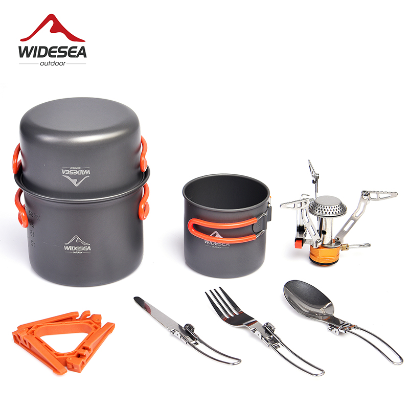 Camping Cooking Gear - 幅のキャンプ用調理器具セット、屋外食器用品用品、バーナーストーブ、折りたたみナイフ、フォーク、ポータブルポットスーツ、縦型カップ