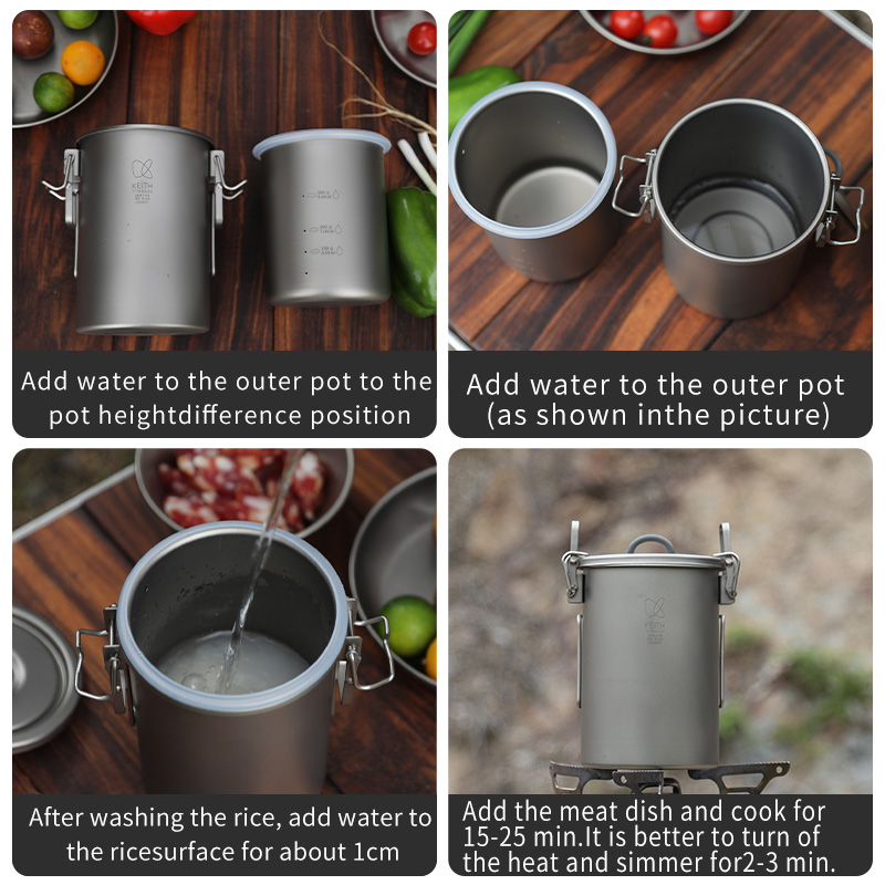 KEITH 純チタン製 炊飯クッカー 900ml 超軽量 折 - Camping Cooking Kitchen のレビューと価格