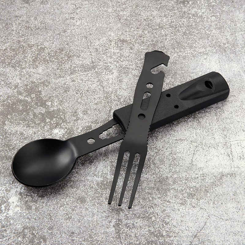 ステンレス製キャンプ用カトラリーセット、ホイッスル付き多機能 - Camping Cooking Set Stainless Steel のレビューと価格