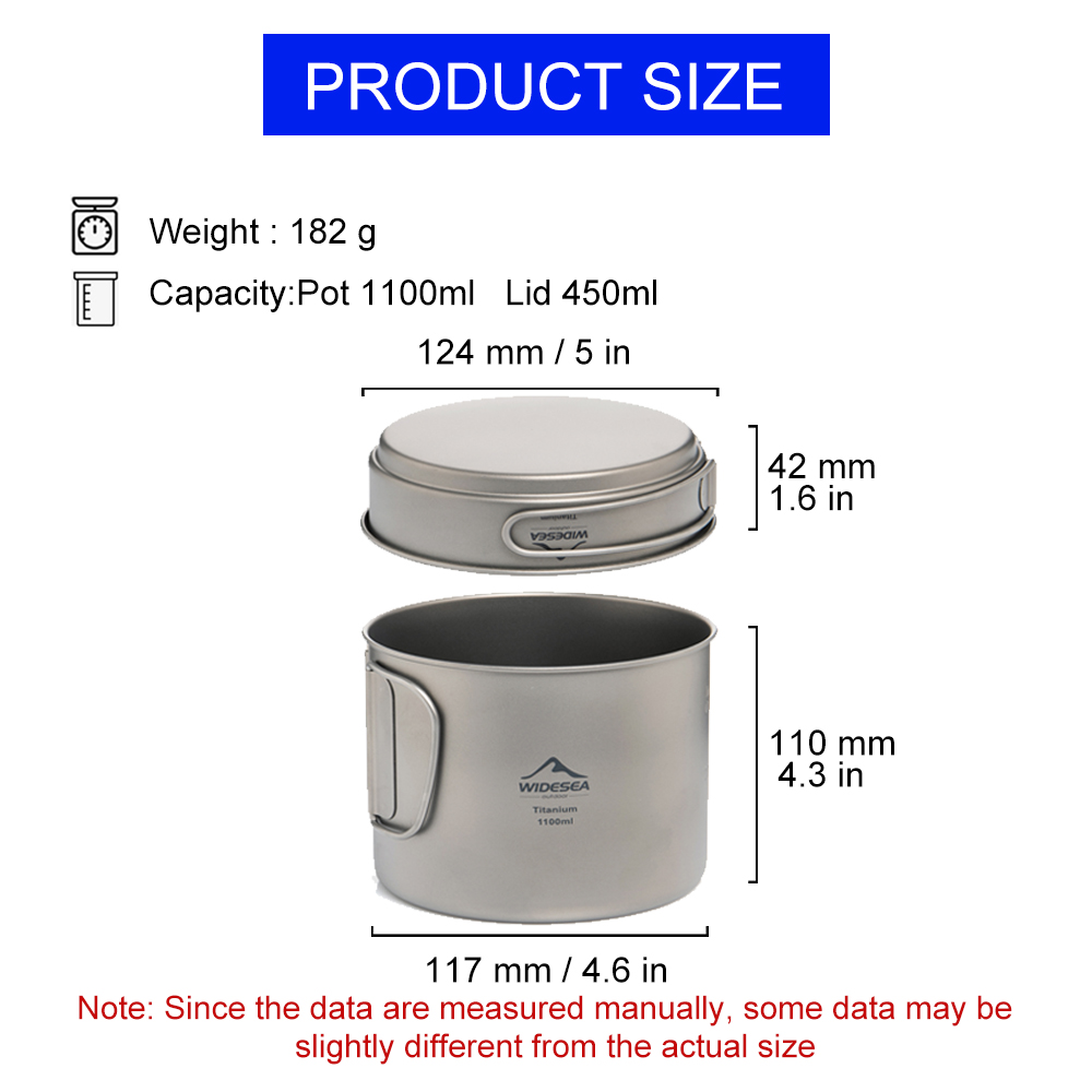 Widesea 超軽量チタンキャンプポット 1100ml 折 - Camping Cooking Set Stainless Steel のレビューと価格