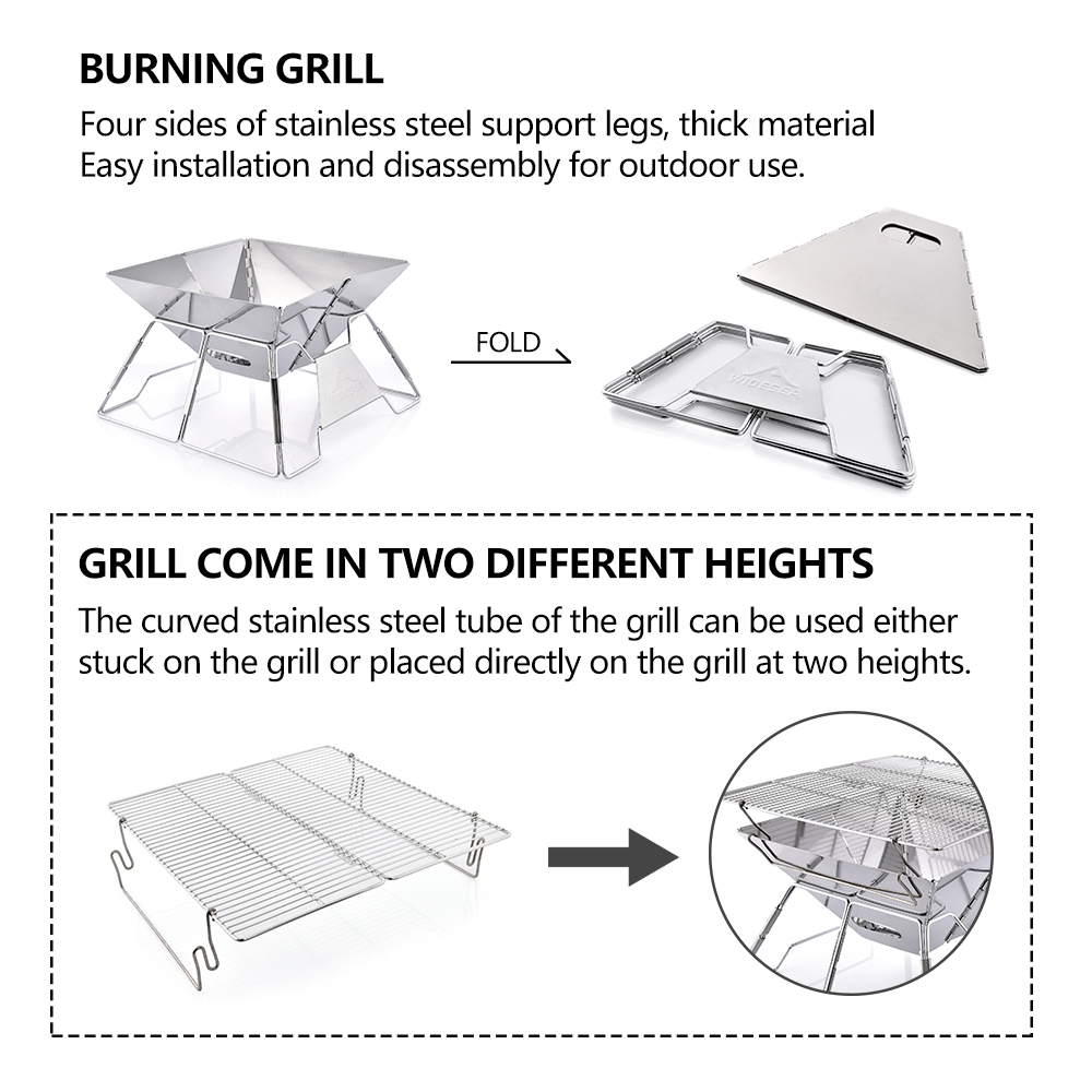 Widesea 防風薪キャンプグリル屋外ステンレス鋼荒野サバ - Camping Cooking Device のレビューと価格