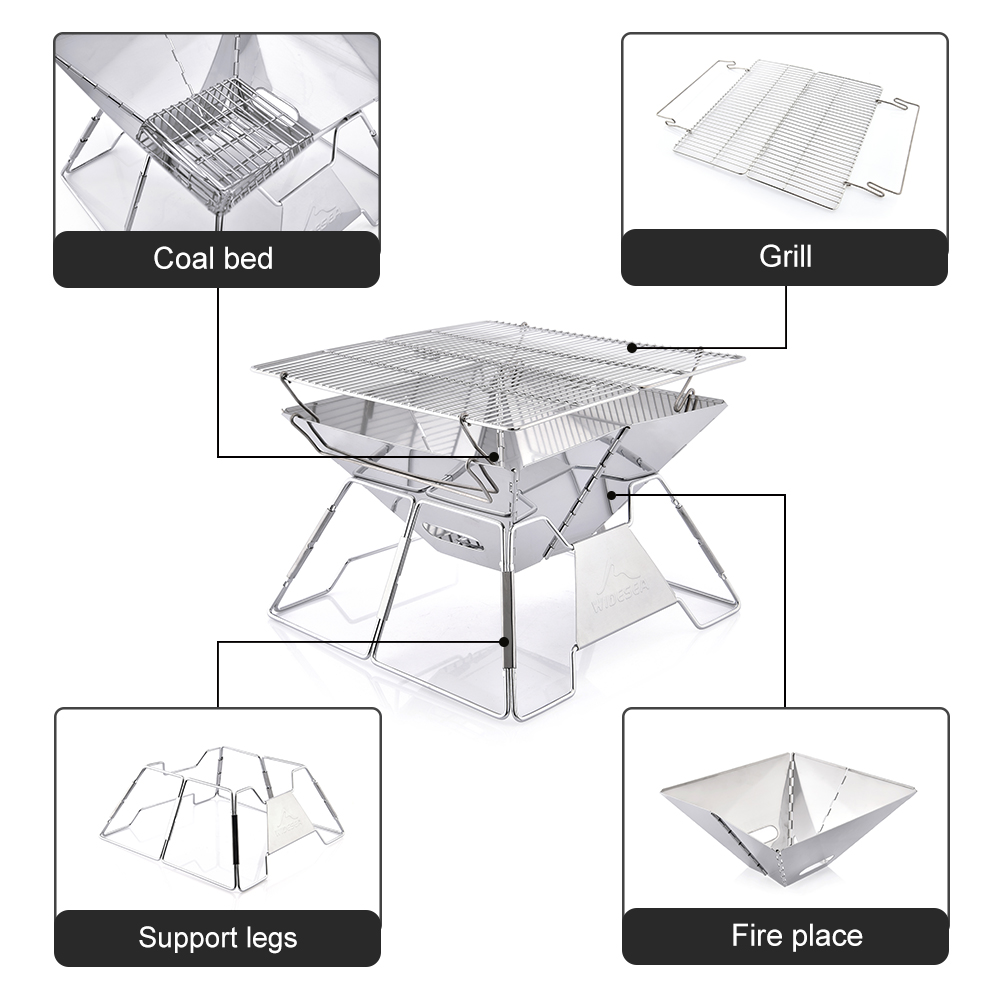 Widesea 防風薪キャンプグリル屋外ステンレス鋼荒野サバ - Camping Cooking Device のレビューと価格