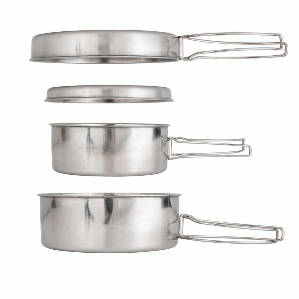 4点セット ポータブル ステンレス製 キャンプ用調理器具セッ - Camping Cooking Set Stainless Steel のレビューと価格