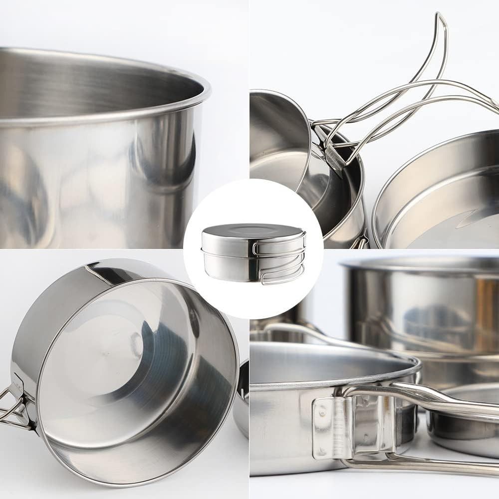4点セット ポータブル ステンレス製 キャンプ用調理器具セッ - Camping Cooking Set Stainless Steel のレビューと価格