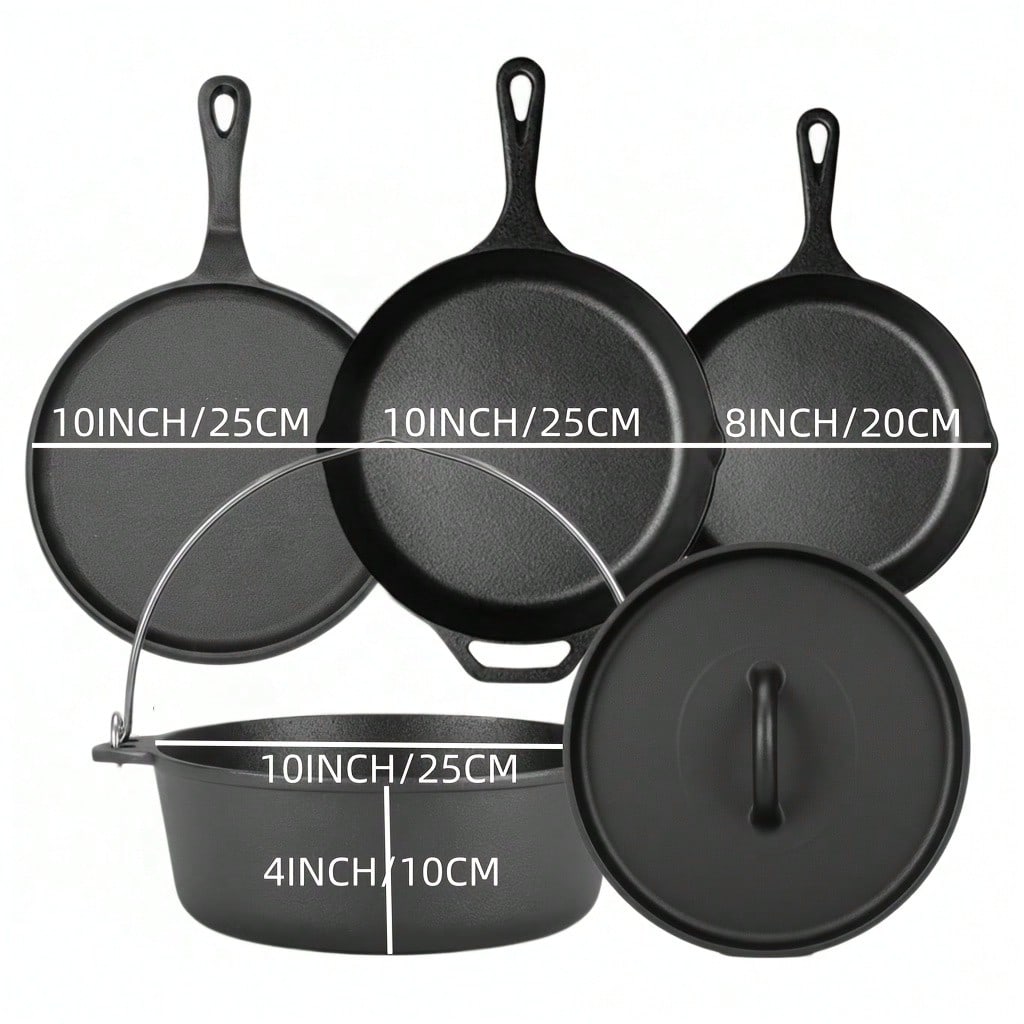 PACILACK 鉄製鍋フライパンセット、4点セット（スキレ - Camping Cooking Ovens のレビューと価格