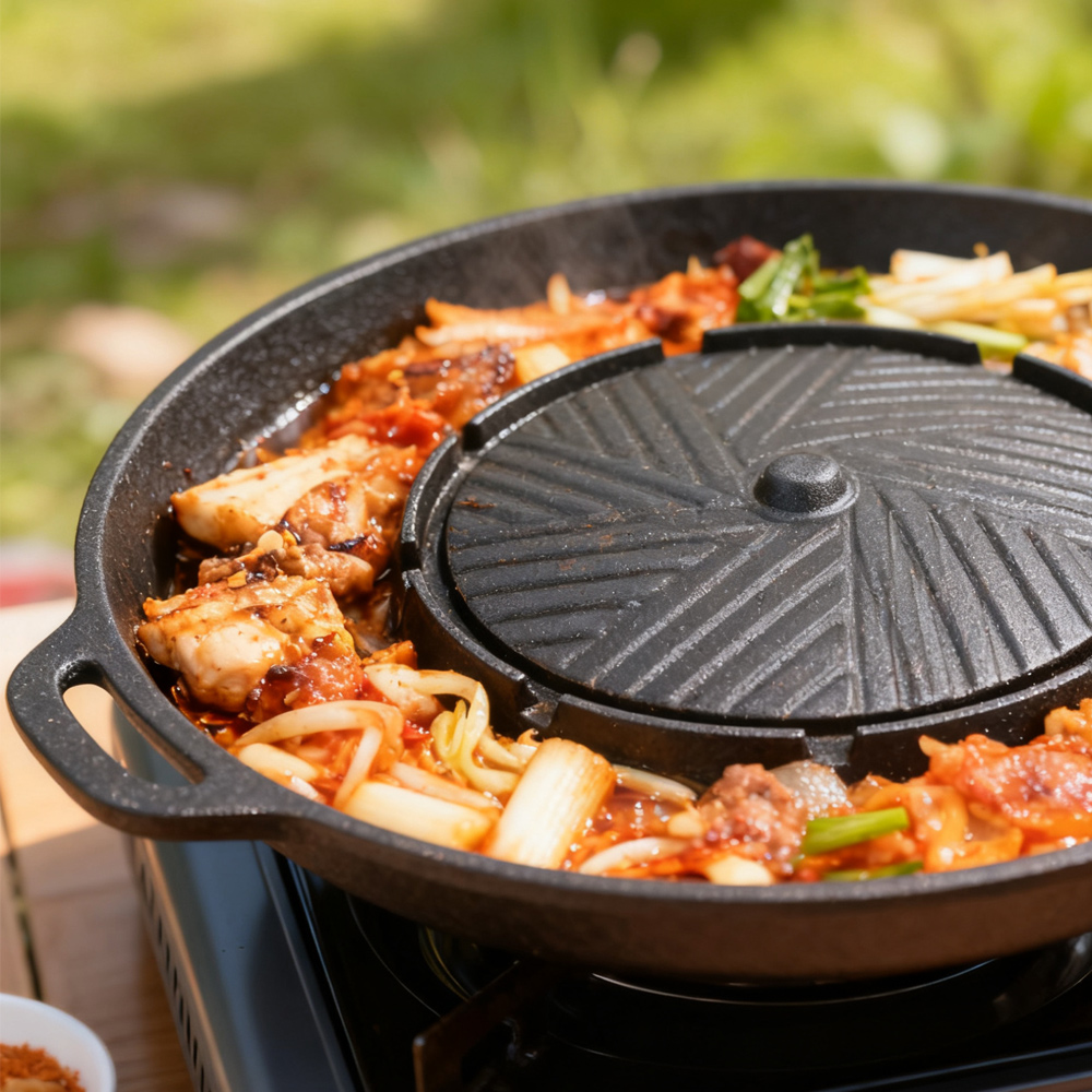 KOSUN 韓国式BBQグリルパン 2 in 1 丸型バーベ - Camping Cooking Device のレビューと価格