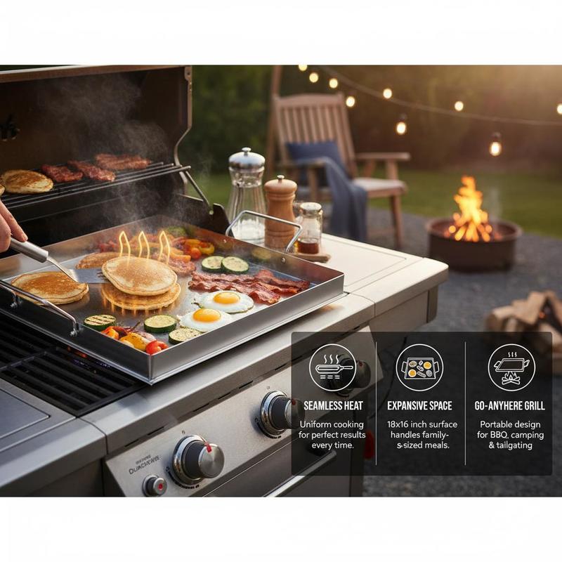 ユニバーサルフラットトップグリドル 18x16インチ キャン - Camping Cooking Pan のレビューと価格