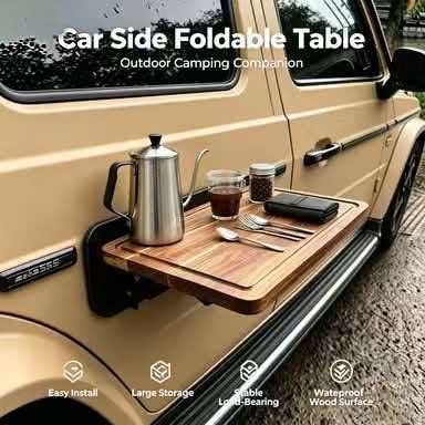 クイックセットアップ 車載用折りたたみ式木製テーブル 丈夫な - Camping Cooking Table Foldable のレビューと価格