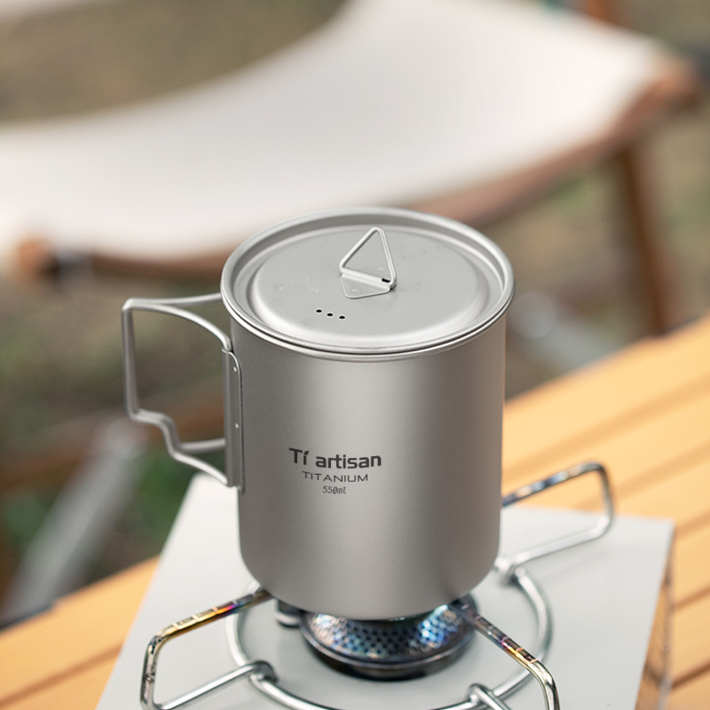 Tiartisan 屋外チタン軽量ポータブルティーコーヒーカ - Camping Cooking Set Stainless Steel のレビューと価格