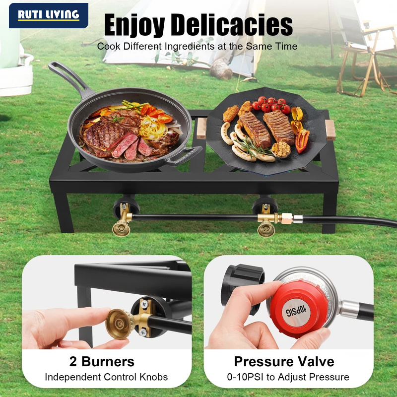 ポータブル1/2バーナー屋外ガスストーブ、プロパンコンロ、調 - Camping Cooking Device のレビューと価格