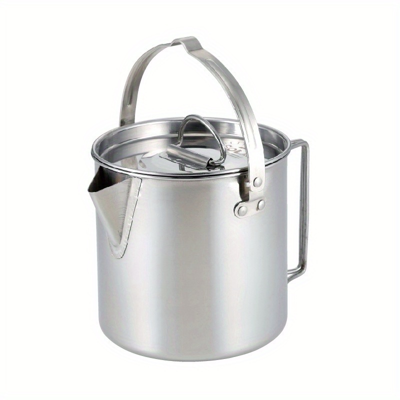 1PC コンパクトでポータブル 1.2L 屋外スチールケトル - Camping Cooking Set Stainless Steel のレビューと価格