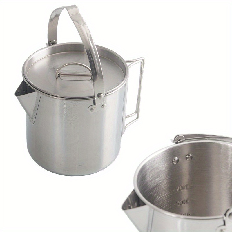 1PC コンパクトでポータブル 1.2L 屋外スチールケトル - Camping Cooking Set Stainless Steel のレビューと価格