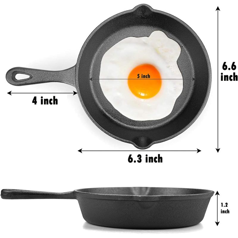 6インチ鋳鉄製スキレット、ドリップスパウト付きフライパン、プ - Camping Cooking Ovens のレビューと価格