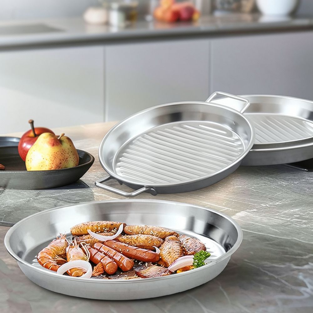 携帯用ステンレス製バーベキューグリドルパン。韓国風のデザイン - Camping Cooking Kitchen のレビューと価格