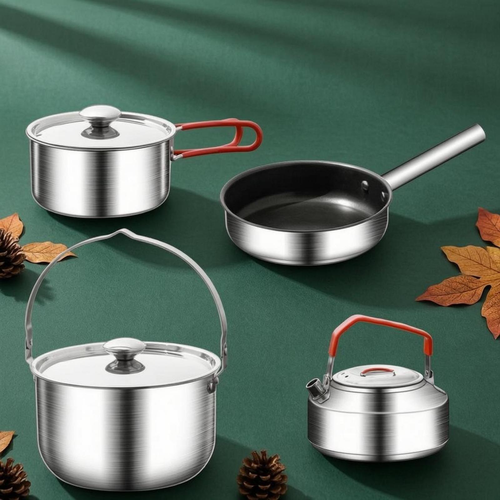 4点セットの屋外用折りたたみ調理器具セット。304ステンレス - Camping Cooking Set For 4 のレビューと価格