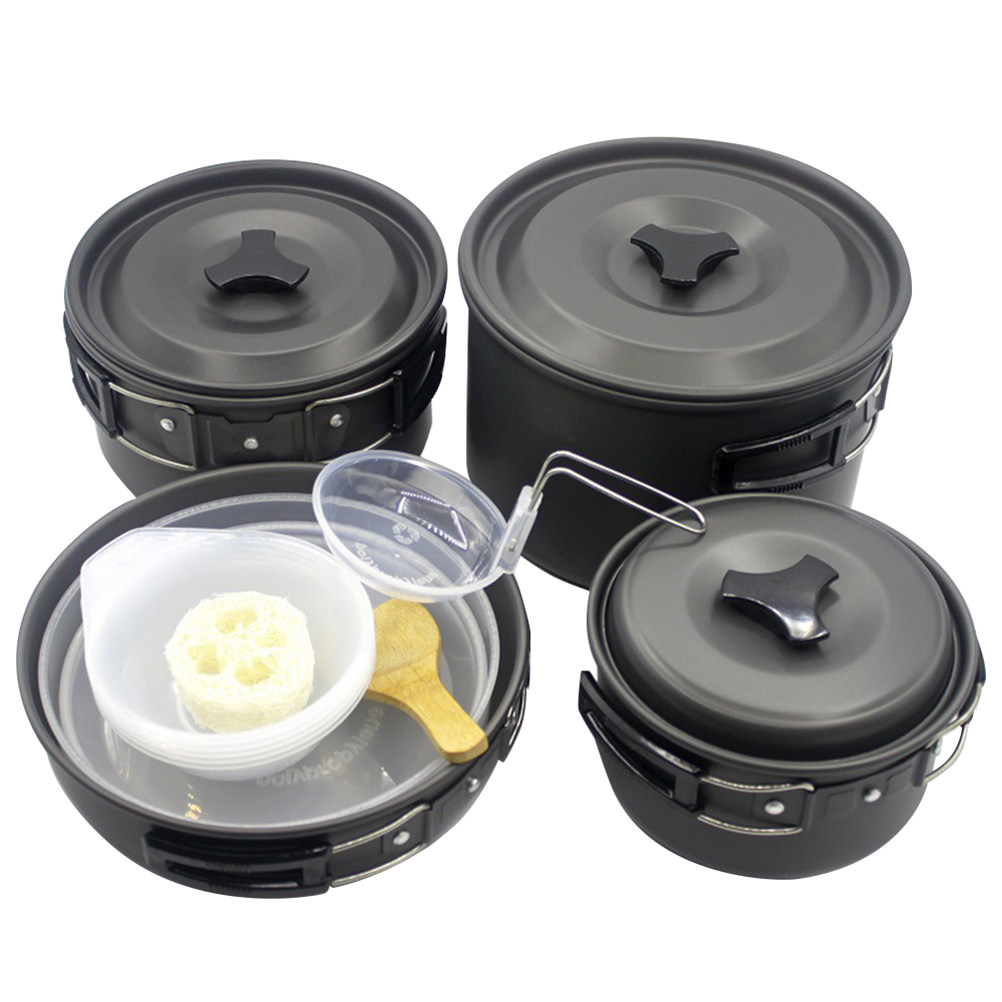 キャンプ用調理器具セット。持ち運び可能な鍋とフライパン、メッ - Camping Cooking Set For 4 のレビューと価格