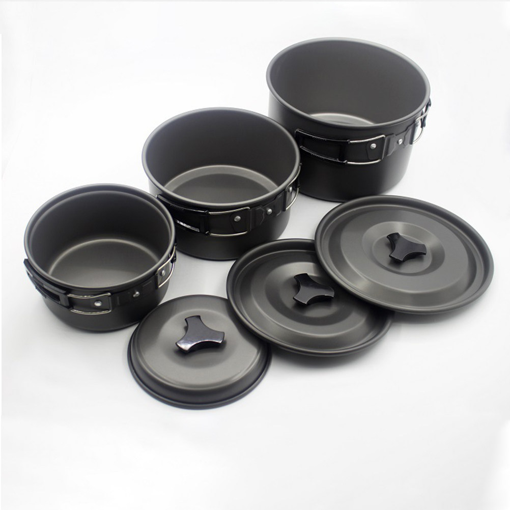 キャンプ用調理器具セット。持ち運び可能な鍋とフライパン、メッ - Camping Cooking Set For 4 のレビューと価格