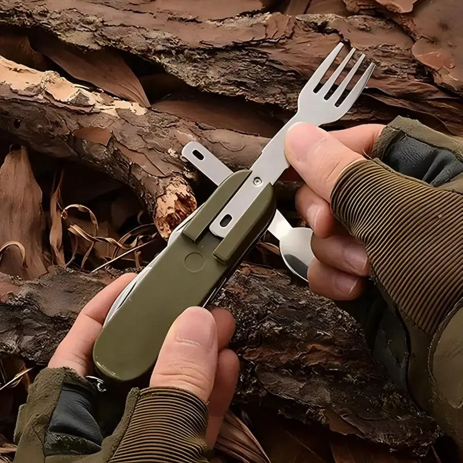 キャンプ用品 5-in-1 ステンレス製トラベルセット、多機 - Camping Cooking Set Stainless Steel のレビューと価格