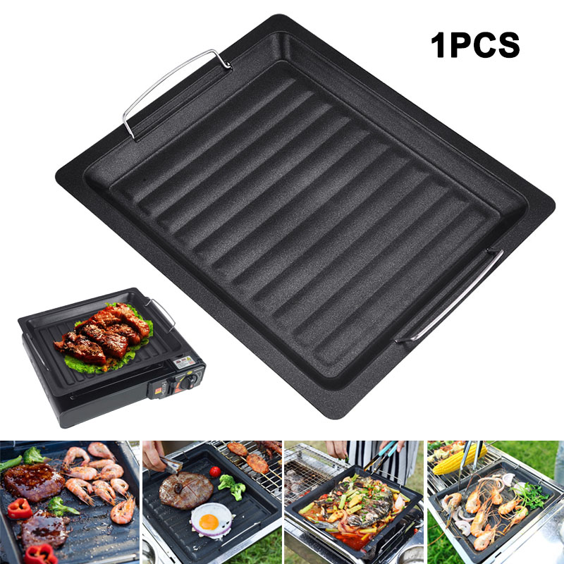 屋外用厚い四角グリルパン 2つのハンドル付き ポータブルノン - Camping Cooking Device のレビューと価格