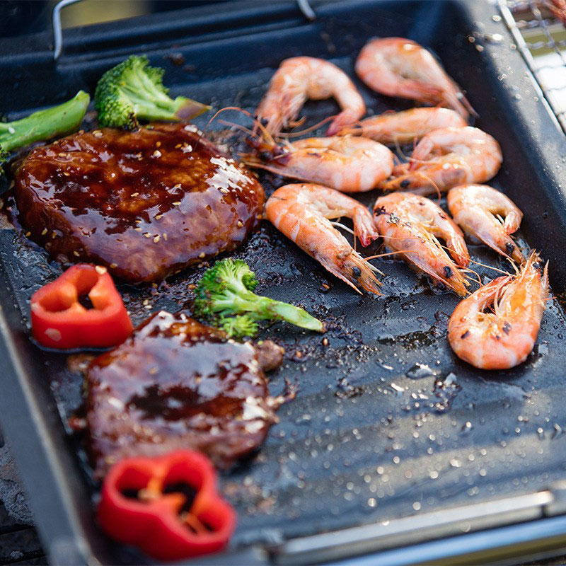 屋外用厚い四角グリルパン 2つのハンドル付き ポータブルノン - Camping Cooking Device のレビューと価格