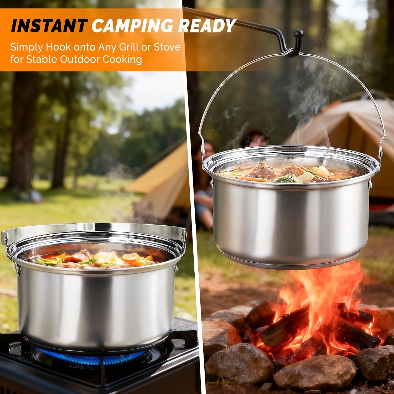 6点調理器具セット、304ステンレス製軽量ノンスティック鍋、 - Camping Cooking Set Stainless Steel のレビューと価格