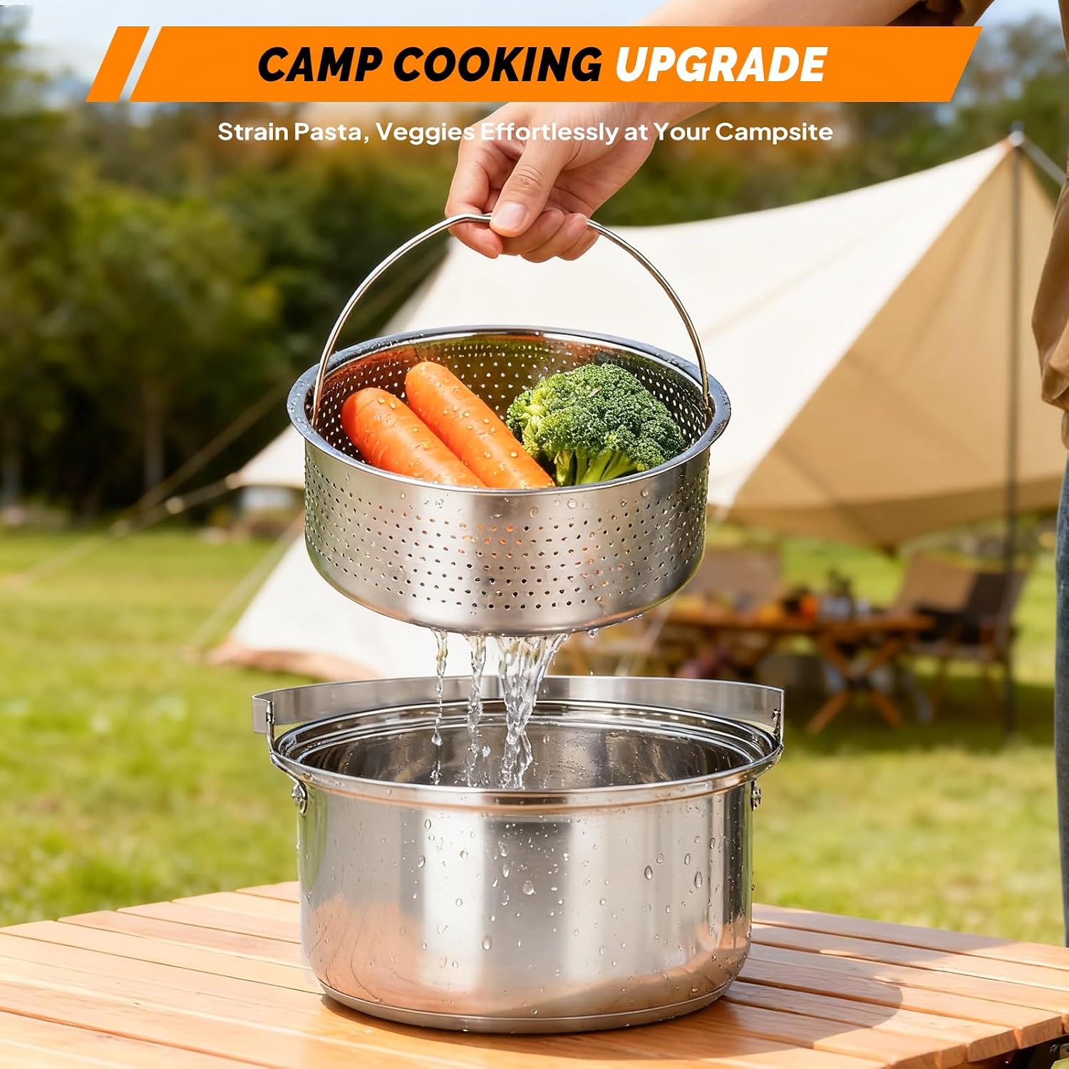 6点調理器具セット、304ステンレス製軽量ノンスティック鍋、 - Camping Cooking Set Stainless Steel のレビューと価格