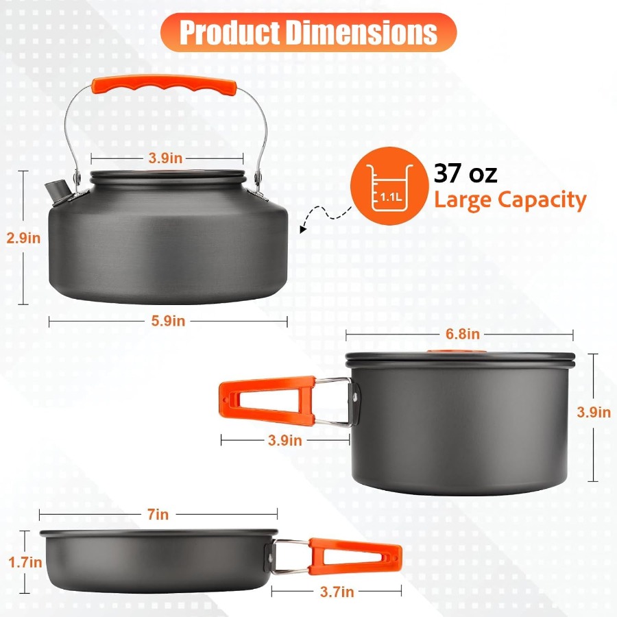 キャンプ用調理器具セット：35オンスの焦げ付き防止加工鍋＋5 - Camping Cooking Pan のレビューと価格