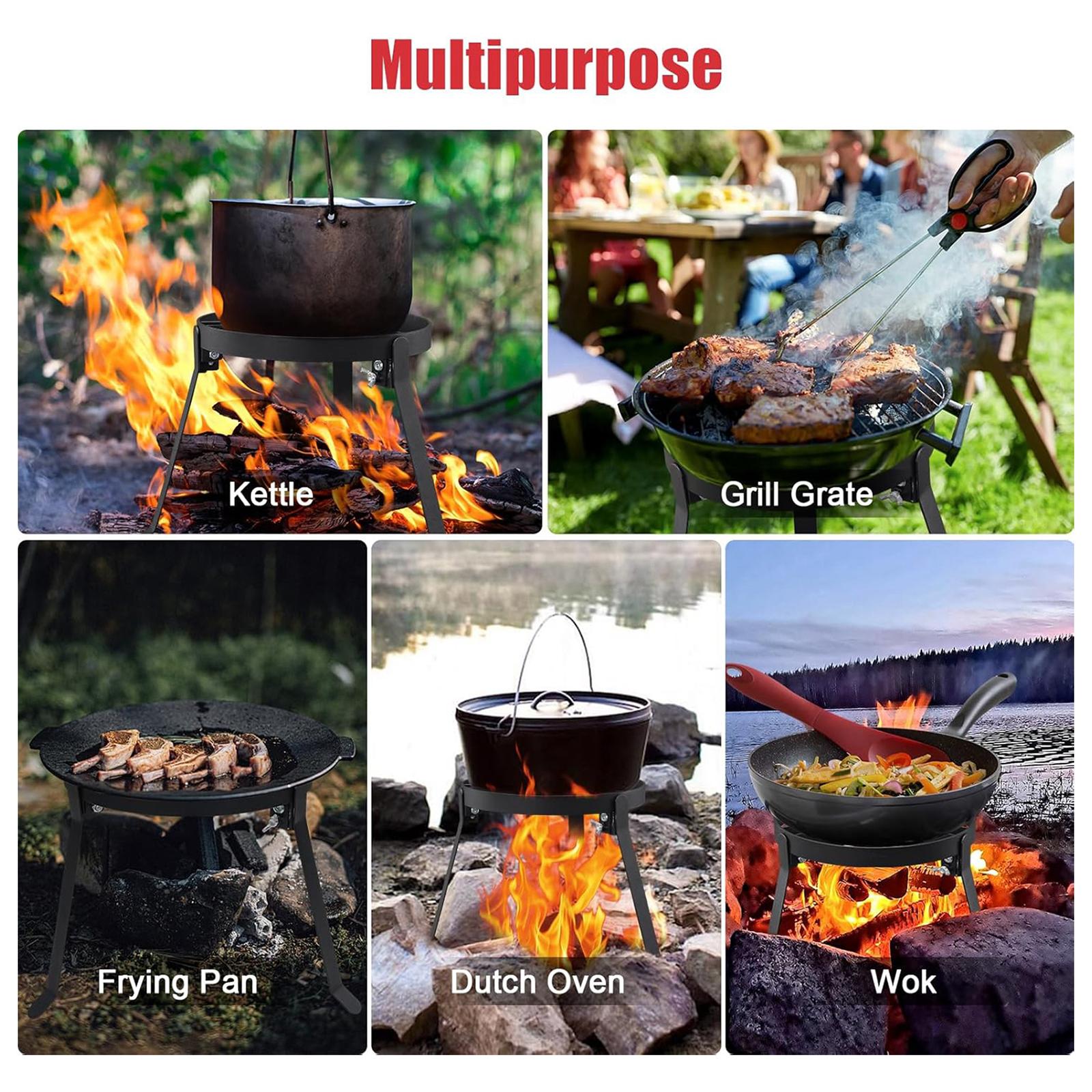 折りたたみ式キャンプファイヤー用三脚鉄製ポータブルグリルスタ - Camping Cooking Kitchen のレビューと価格