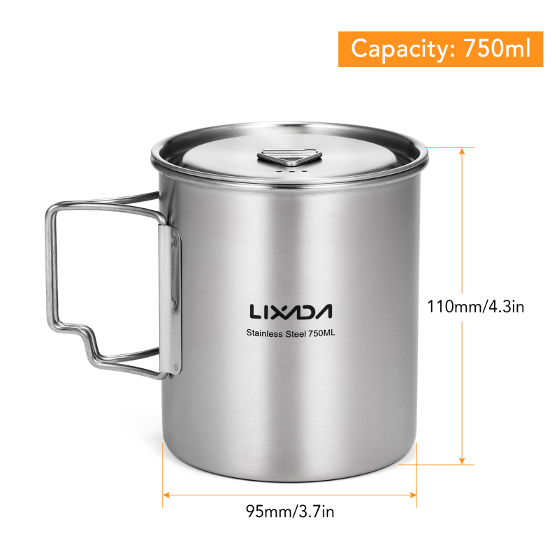 Lixada-折りたたみ式ハンドルと蓋付きステンレススチール - Camping Cooking Set Stainless Steel のレビューと価格