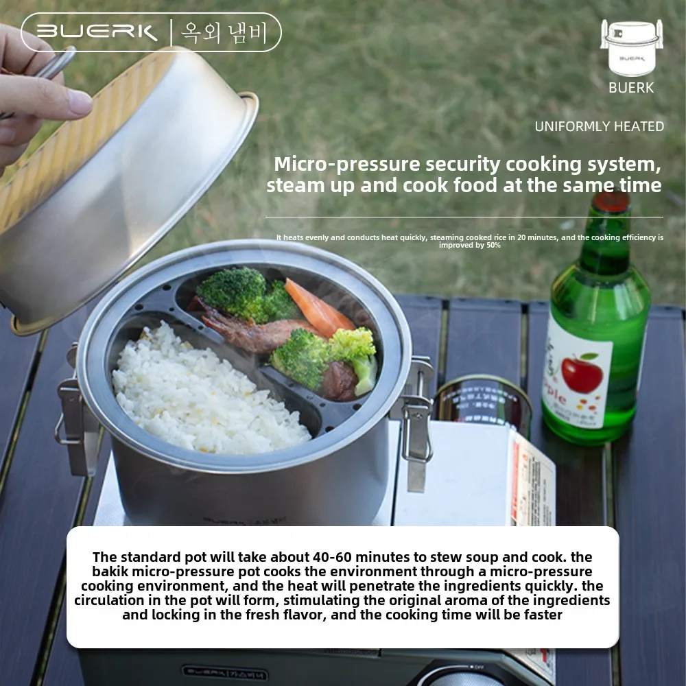 304ステンレス鋼のマイクロプレッシャークッカー、蒸し鍋とフ - Camping Cooking Pan のレビューと価格